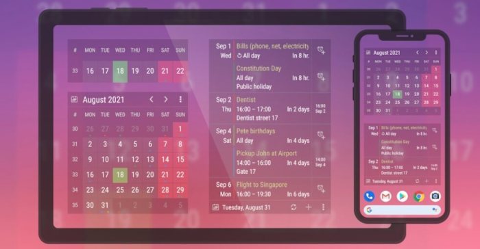 Calendar Widget: Month